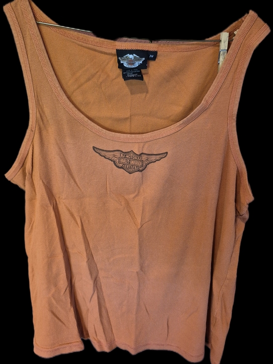 Harley-Davidson Tops - Harley-Davidson Women's Orange Ribbed Scoop Neck Tank
